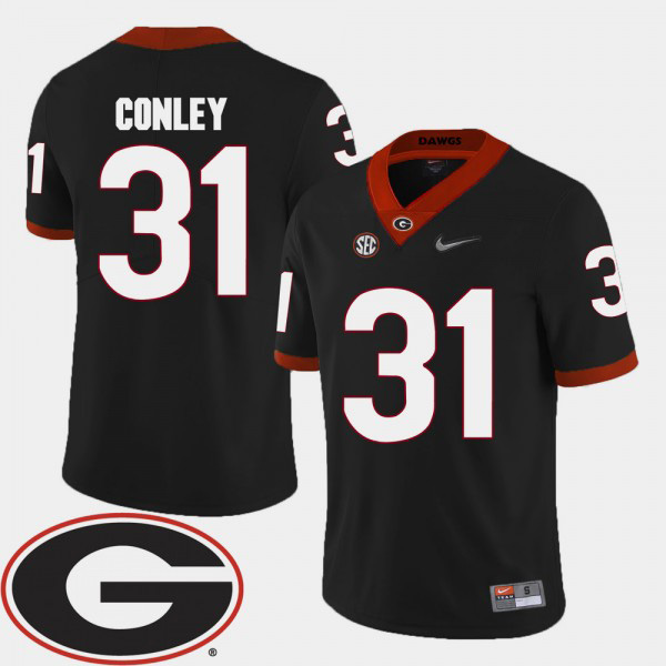 Men's #31 Chris Conley Georgia Bulldogs College Football 2018 SEC Patch Jersey - Black